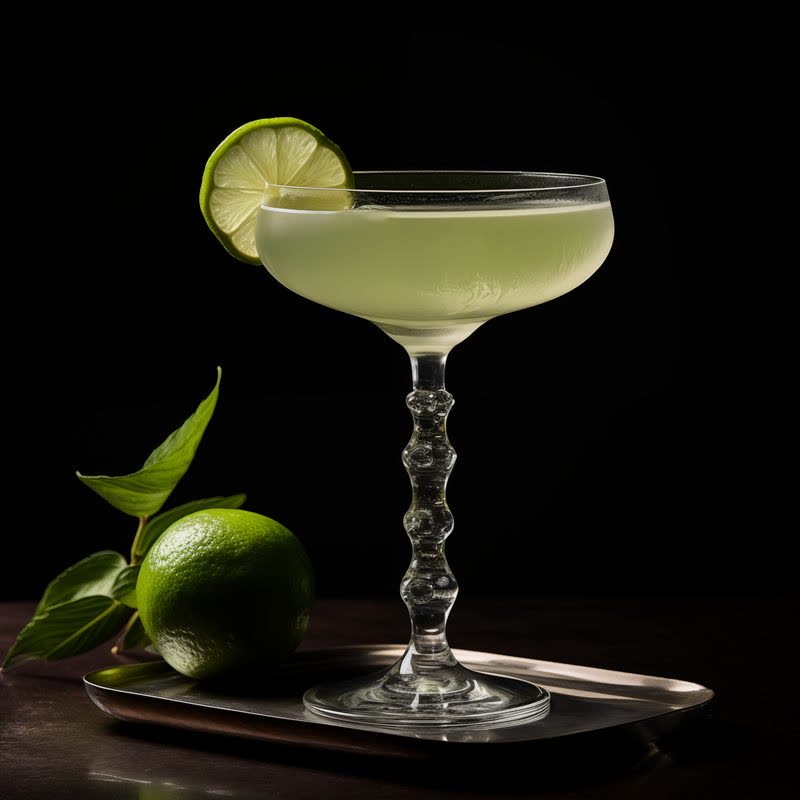 A Gimlet cocktail made with Gallon House Gin and fresh lime juice, served in a chilled coupe with a thin lime wheel garnish